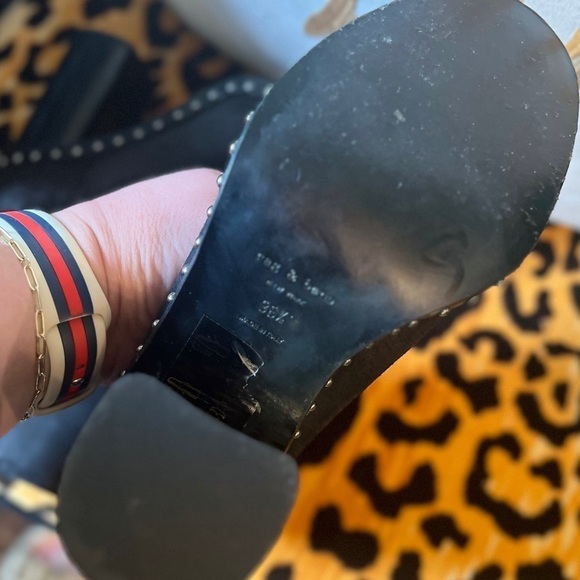 RAG & BONE Romo Waxy Black Leather Studded Chelsea Boots - Picture 7 of 9